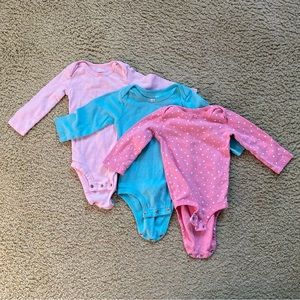 Set of 3 Long Sleeve Baby Girl Onesies